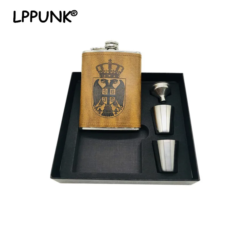 

Bpa Free 8oz Whisky Bottle Vodka Flagon 18/8 Stainless Steel Alcohol Liquor Hip Flask PU Leather Warpping Gift Box Set LPPUNK