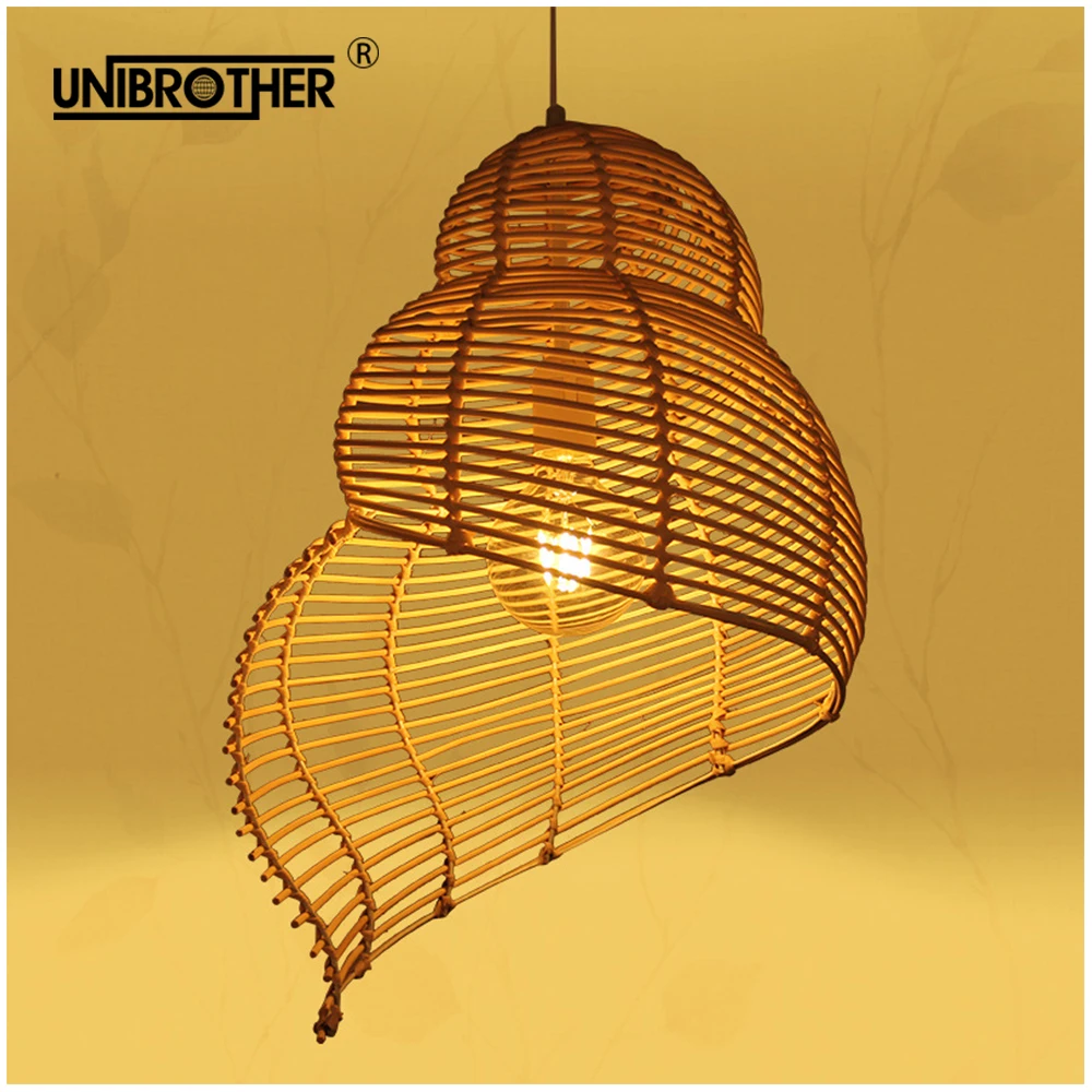 Conch Bamboo Hanging Lamps Pendant Lights Rattan Lamp Light Fixture Suspension Luminaire Modern Home Decoration
Conch Bamboo Hanging Lamps Pendant Lights Rattan Lamp Light Fixture Suspension Luminaire Modern Home Decoration