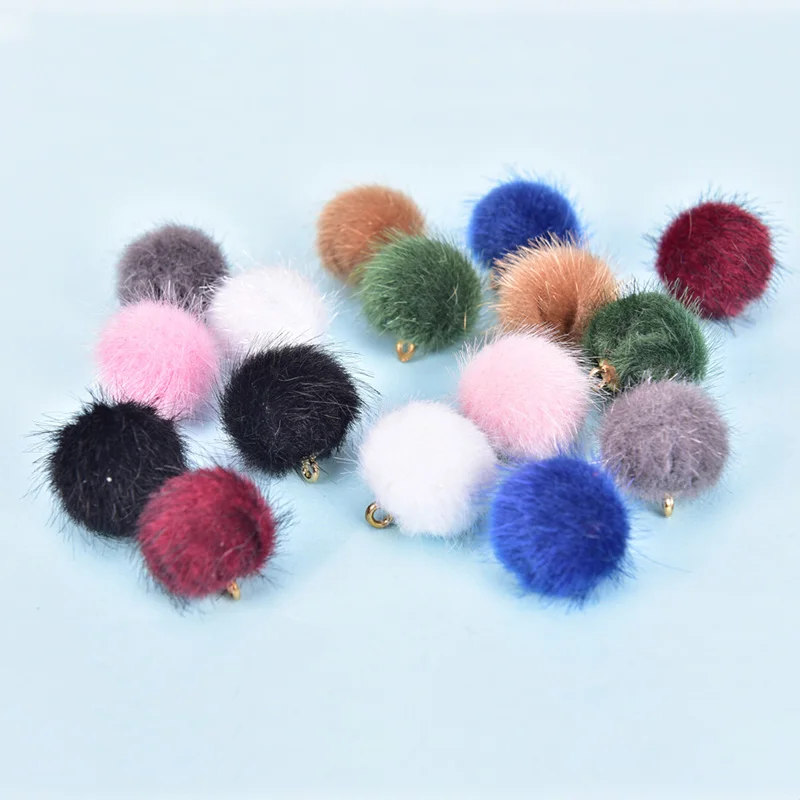 

Miraculous New 10pcs Plush Fur Covered Ball Beads Charms DIY Pompom Beads Pendant For Necklace Bracelet Earring Jewelry Making
