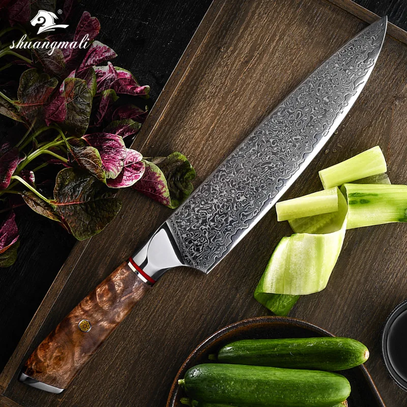 Damascus Steel Chef's Knife 8 Inch Shadow Wood Log Handle Kitchen Stainless Steel Meat Cleaver
Damascus Steel Chef's Knife 8 Inch Shadow Wood Log Handle Kitchen Stainless Steel Meat Cleaver