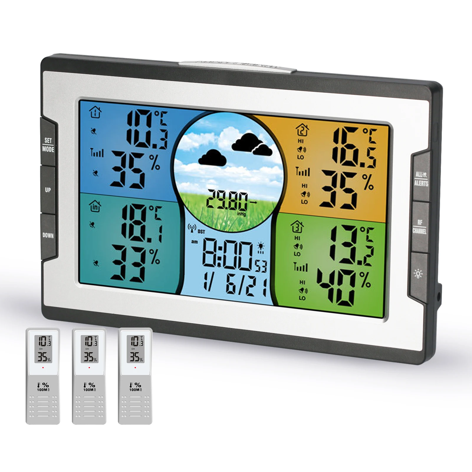 Цифровой будильник многофункциональные часы RF 4 канала Индикатор температуры и влажности Предупреждение ющей сигнализацией метеорологиче...
Цифровой будильник многофункциональные часы RF 4 канала Индикатор температуры и влажности Предупреждение ющей сигнализацией метеорологиче...