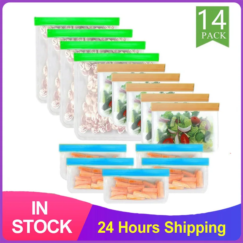 14 Pieces/Set Of Silicone Bag PEVA Silicone Food Storage Bag Fruit And Vegetable Sealed Bag Leak-Proof Food Storage Ziplock Bag
14 Pieces/Set Of Silicone Bag PEVA Silicone Food Storage Bag Fruit And Vegetable Sealed Bag Leak-Proof Food Storage Ziplock Bag
