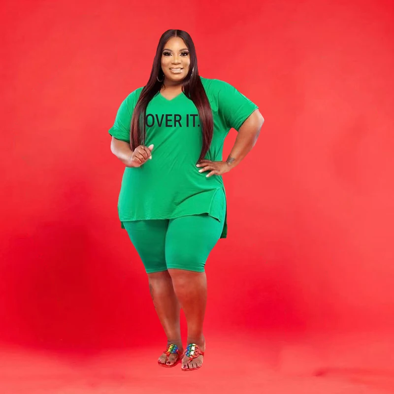Plus Size Two Piece Set Women Sexy 2021 Summer New V Neck Letter Print Casual Shorts 2 Piece Set Outft Oversized Large Size Set
Plus Size Two Piece Set Women Sexy 2021 Summer New V Neck Letter Print Casual Shorts 2 Piece Set Outft Oversized Large Size Set