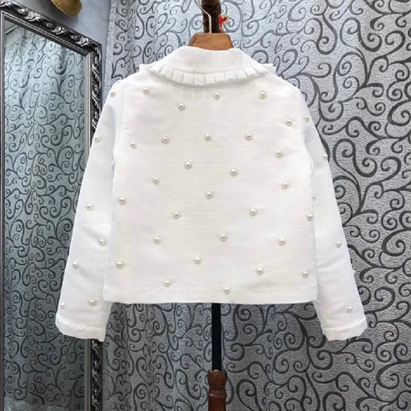 2020 Autumn Fashin Designer Coat Jacket High Quality Cotton Women Peter Pan Collar Hand Made Beading Deco Long Sleeve Tops Coat
2020 Autumn Fashin Designer Coat Jacket High Quality Cotton Women Peter Pan Collar Hand Made Beading Deco Long Sleeve Tops Coat
