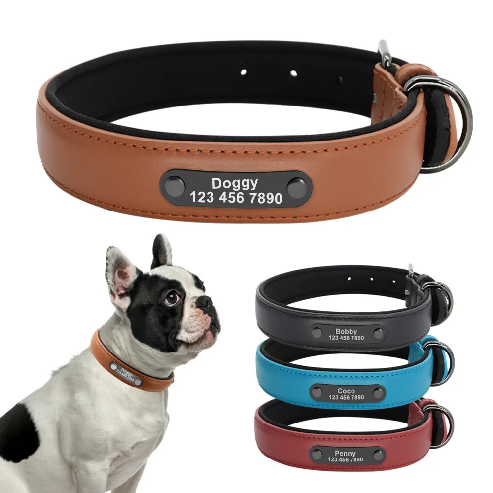 Personalized Dog Collar Soft Padded French Bulldog Collars Customied Leather Pet Collar for Small Medium Large Dogs
Personalized Dog Collar Soft Padded French Bulldog Collars Customied Leather Pet Collar for Small Medium Large Dogs
