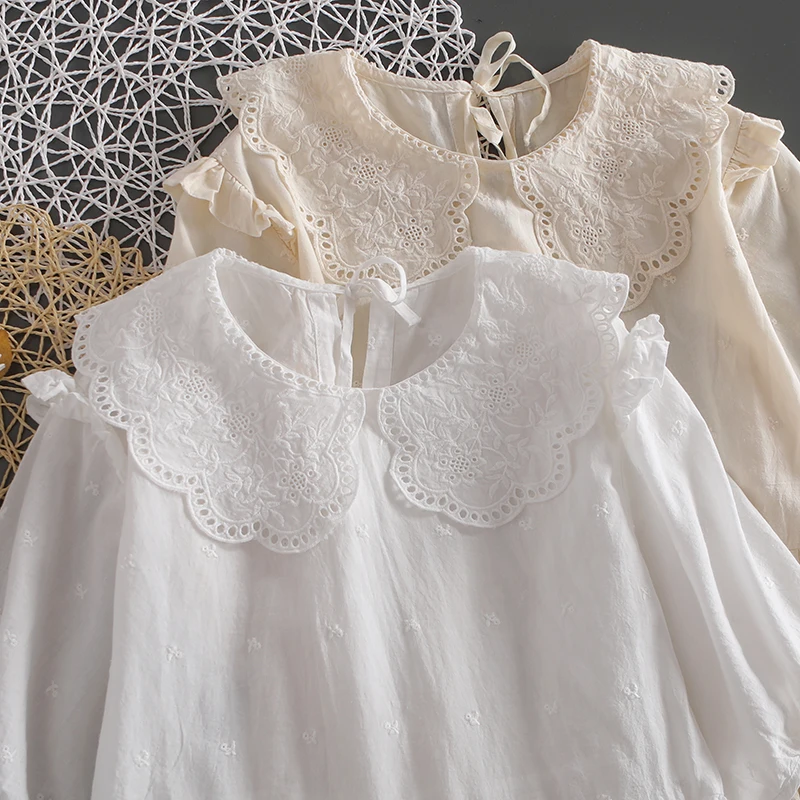 Mori series Solid Cotton Embroidered Top Women Short Sleeve Pleated hem Shirt Tops Female N821-50
Mori series Solid Cotton Embroidered Top Women Short Sleeve Pleated hem Shirt Tops Female N821-50