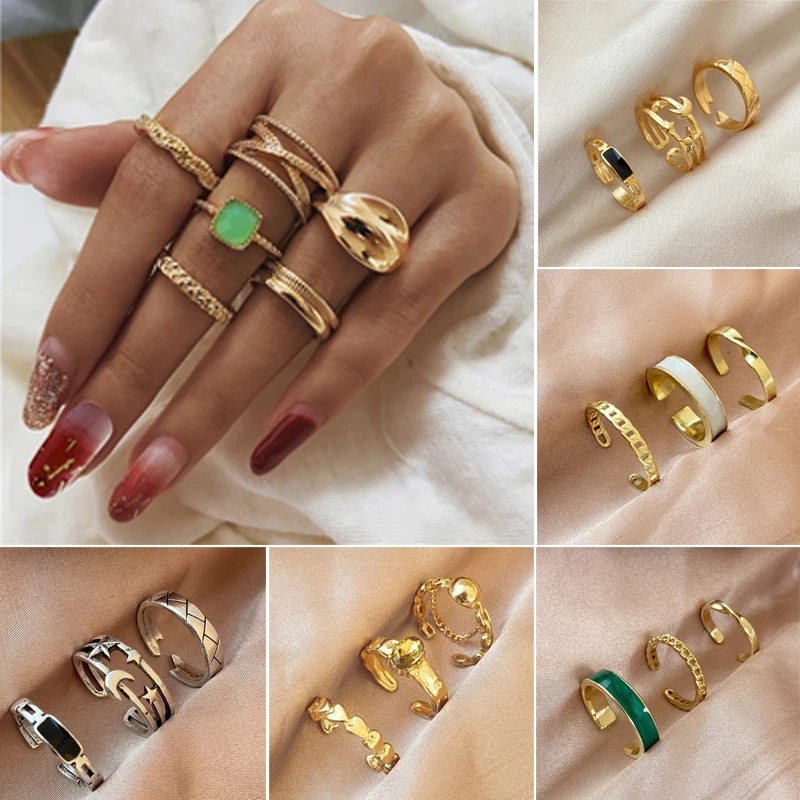 Punk Gold Chain Open Adjustable Rings Set For Women Girls Punk Geometric Simple Finger Rings Fashion Jewelry Party
Punk Gold Chain Open Adjustable Rings Set For Women Girls Punk Geometric Simple Finger Rings Fashion Jewelry Party