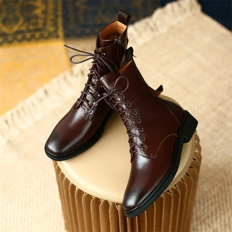 Meotina Genuine Leather Mid Heel Ladies Boots Women Ankle Boots Shoes Cross Tied Zipper Block Heels Short Boots Autumn Winter
Meotina Genuine Leather Mid Heel Ladies Boots Women Ankle Boots Shoes Cross Tied Zipper Block Heels Short Boots Autumn Winter