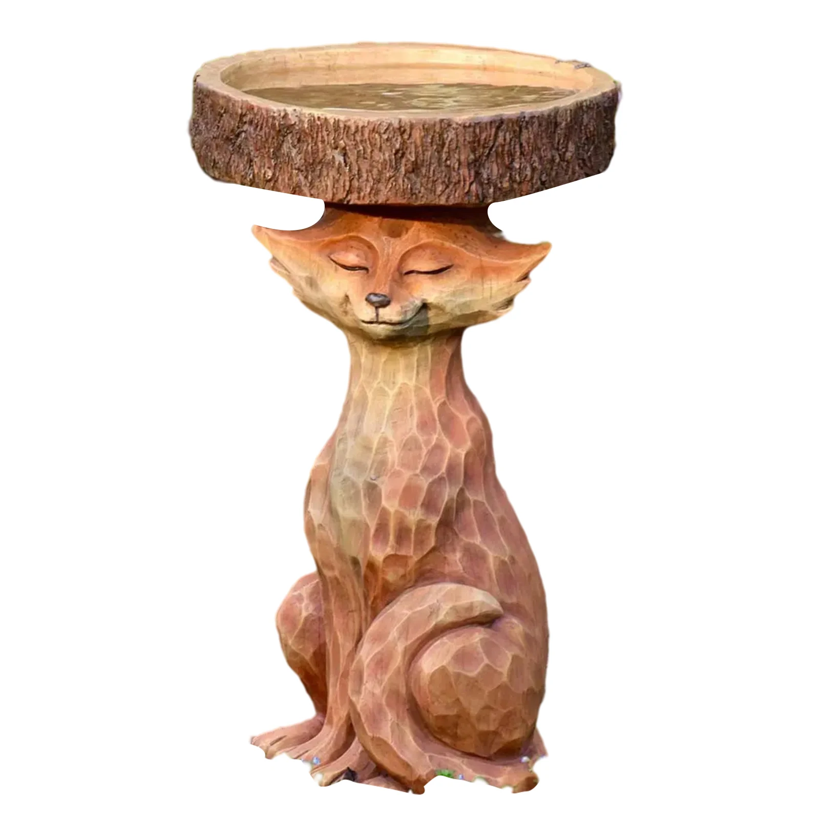 Resin Standing Foxs Birdbath Animal Statue Outdoor Birdfeeder Resin Decoration Cute Foxs Garden Ornament for Garden L23