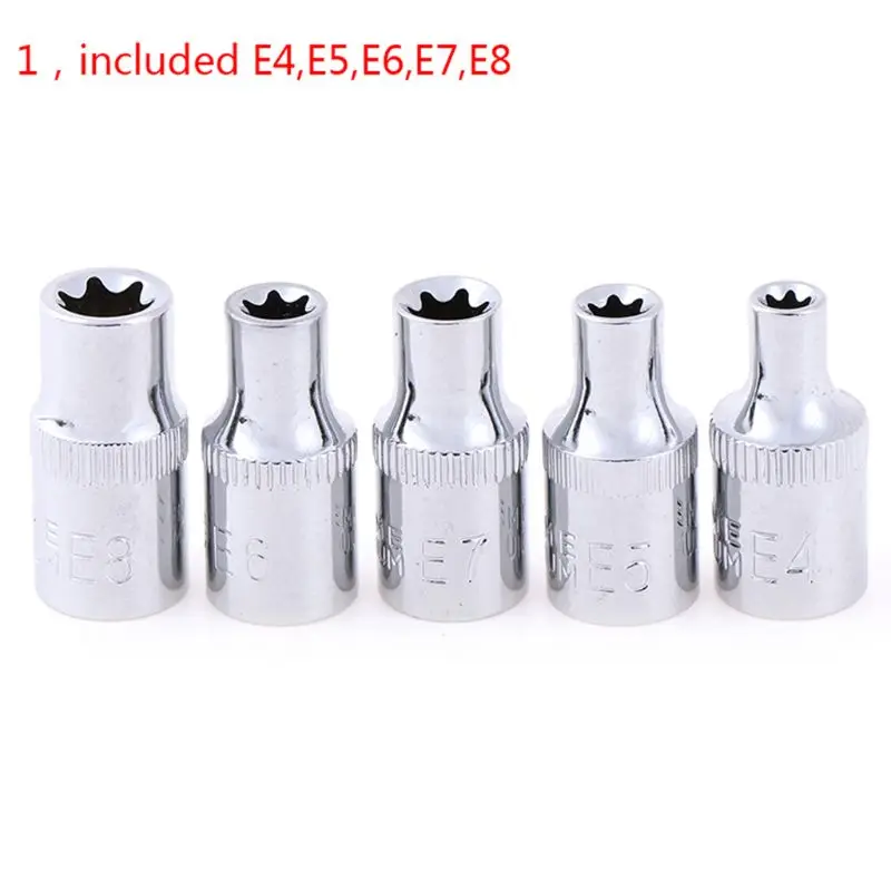 5PC 1/4 Inch(6.3mm) E-Socket Torx Star Bit Female E Socket Set E4,E5, E6,E7, E8 Star Socket Set Hand Tools Set Hand Repair Tools
5PC 1/4 Inch(6.3mm) E-Socket Torx Star Bit Female E Socket Set E4,E5, E6,E7, E8 Star Socket Set Hand Tools Set Hand Repair Tools