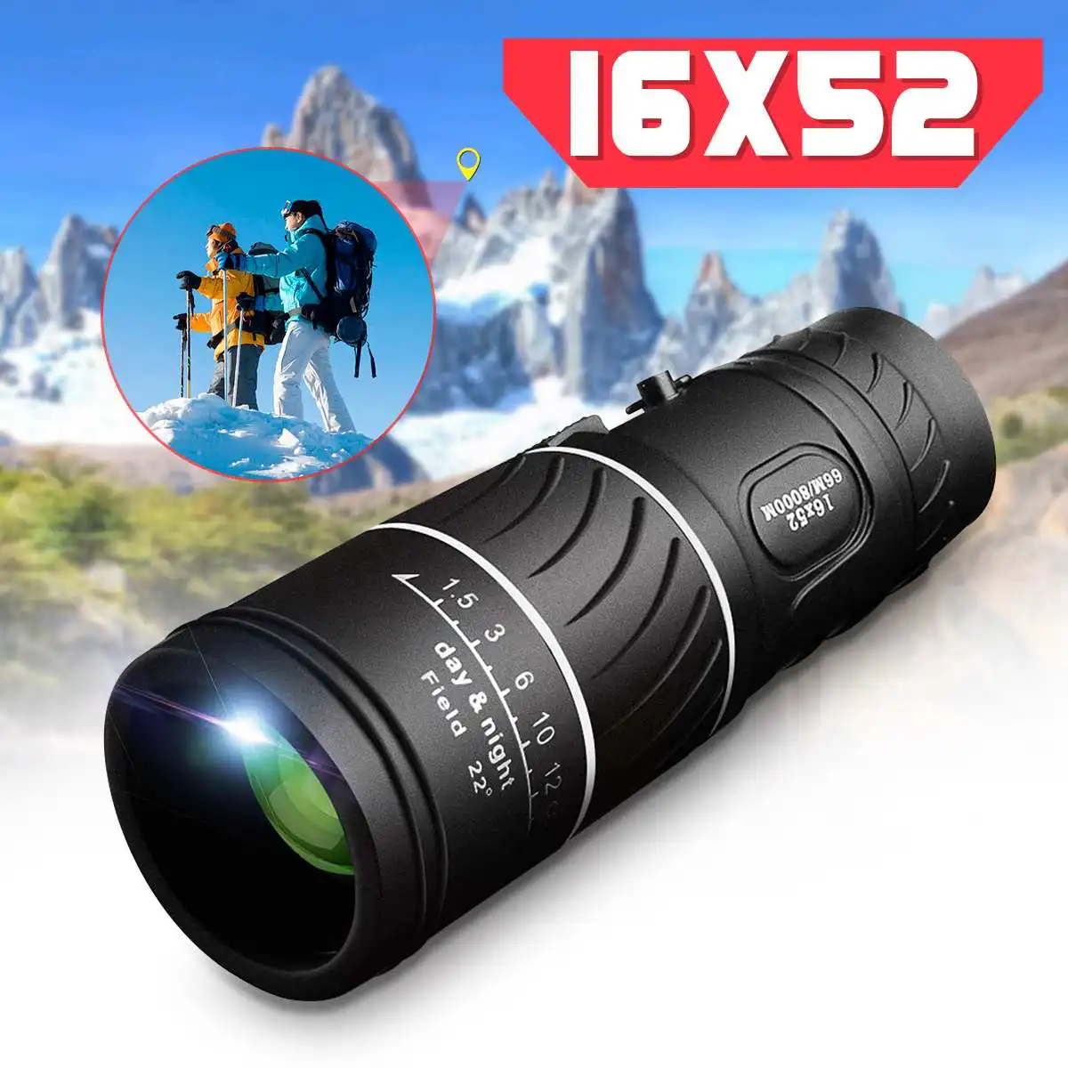 ARCHEER 16x52 Monocular Dual Focus Optics Zoom Telescope, Day & Night Visions for Travel Holiday as Gift 66m/ 8000m
ARCHEER 16x52 Monocular Dual Focus Optics Zoom Telescope, Day & Night Visions for Travel Holiday as Gift 66m/ 8000m