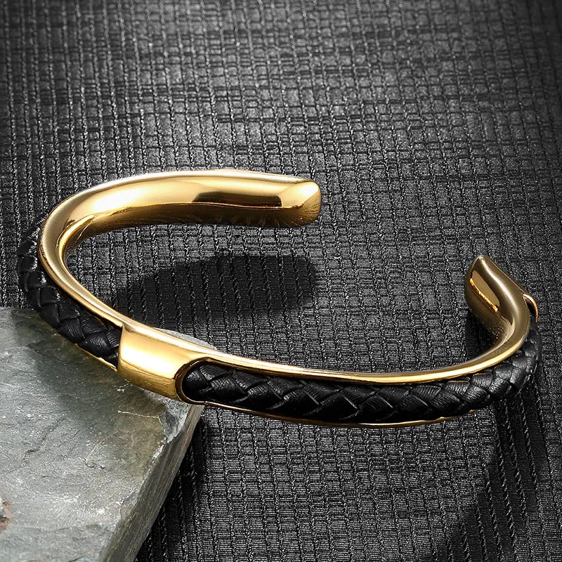 Men Gold Black Bangle Stainless Steel Leather Cuban Cuff Bracelets Wristband Fashion Jewelry Friends Gifts Wholesale Accessories
Men Gold Black Bangle Stainless Steel Leather Cuban Cuff Bracelets Wristband Fashion Jewelry Friends Gifts Wholesale Accessories