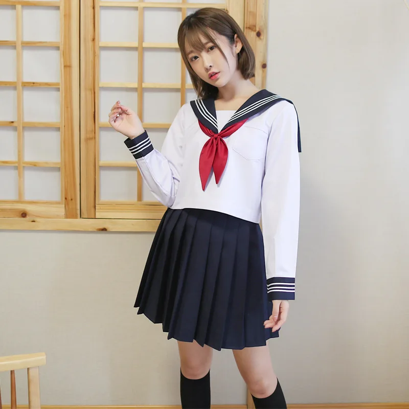 White Three Lines Japanese School Uniform College High School Girls Student Uniforms Sailor Suit White Tops Pleated Skirt
White Three Lines Japanese School Uniform College High School Girls Student Uniforms Sailor Suit White Tops Pleated Skirt