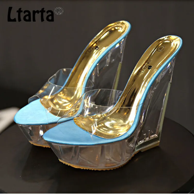 LTARTA/женские Клубные вечерние босоножки на высоком каблуке Шлепанцы Кристально