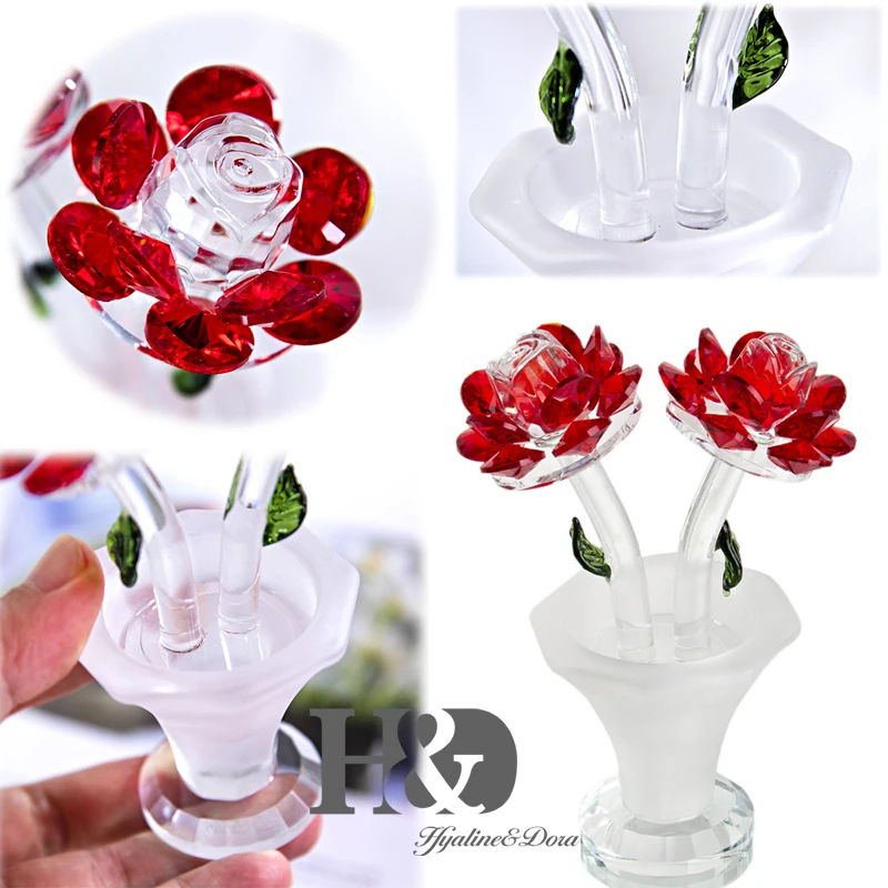 H&D Glass Red Rose In Vase Figurine Crystal Collectible Wedding Favor Valentine's Day Gift For lady Handmade Paperweight
H&D Glass Red Rose In Vase Figurine Crystal Collectible Wedding Favor Valentine's Day Gift For lady Handmade Paperweight