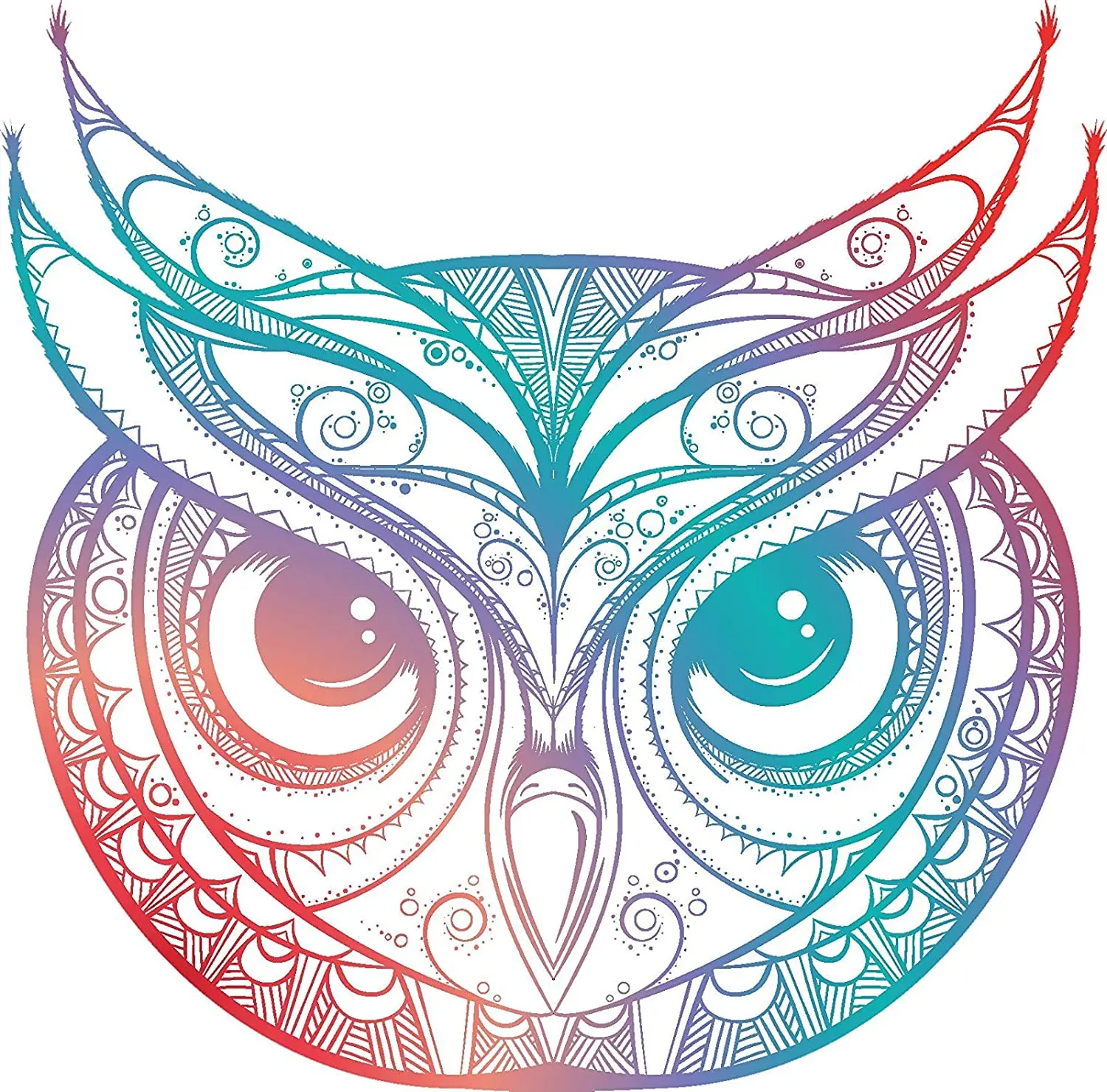 

EW Designs Beautiful Rainbow Ombre Henna Pattern Owl Drawing Vinyl Decal Bumper Sticker Graffiti Car Sticker Styling Accessories