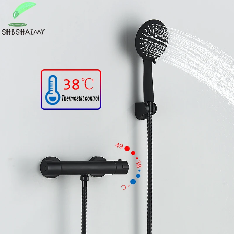 SHBSHAIMY Matte Black Thermostatic Concealed Shower Sets With Handshower Wall Mounted Hot and Cold Bathtub Faucet Mixing Valve
SHBSHAIMY Matte Black Thermostatic Concealed Shower Sets With Handshower Wall Mounted Hot and Cold Bathtub Faucet Mixing Valve