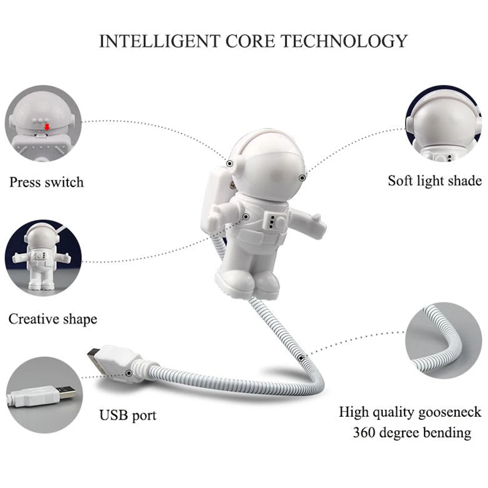 LED Night Light Creative Astronaut Spaceman Flexible USB Night Lamp for Kids Toy Laptop PC Notebook Keyboard
LED Night Light Creative Astronaut Spaceman Flexible USB Night Lamp for Kids Toy Laptop PC Notebook Keyboard