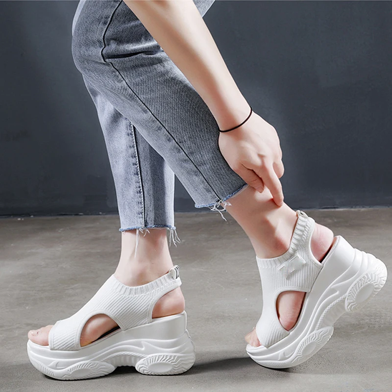 Фото Туфли женские спортивные дышащие сандалии на платформе открытый - купить