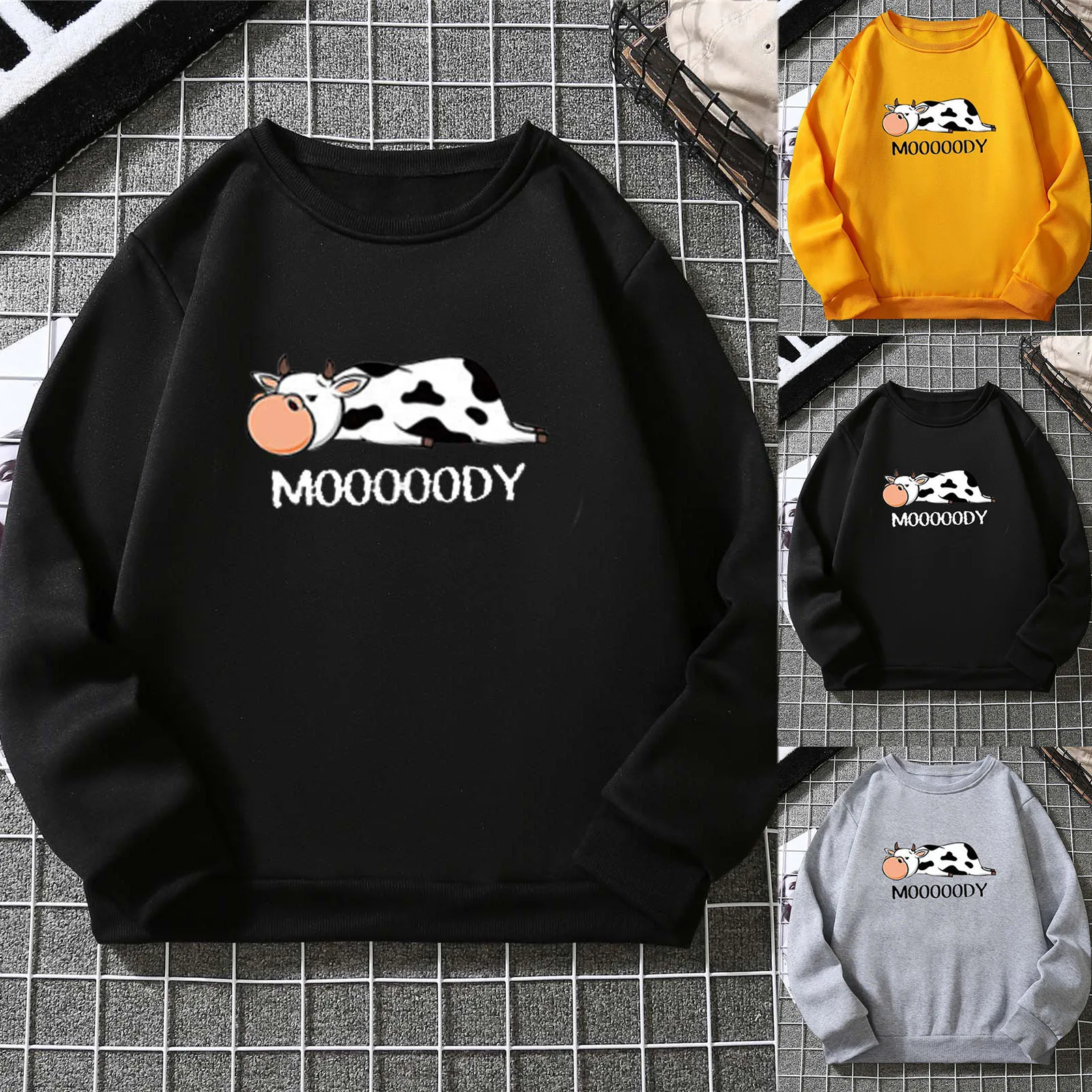 Women's Hoodie Sweatshirts Cartoon Cow Pattern Thick Loose Sweaters Plus Size Tops Spring Autumn and Winter Clothes
Women's Hoodie Sweatshirts Cartoon Cow Pattern Thick Loose Sweaters Plus Size Tops Spring Autumn and Winter Clothes