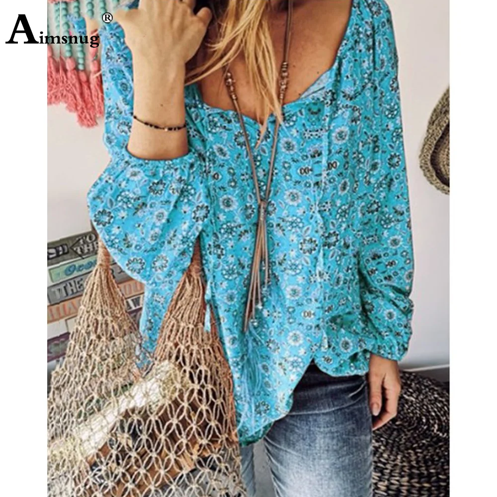 Aimsnug Casual Shirt Women Lantern Sleeve Blouse Fashion Floral Print V-neck Loose Basic Tops Femme 2020 Summer Leisure Blouses
Aimsnug Casual Shirt Women Lantern Sleeve Blouse Fashion Floral Print V-neck Loose Basic Tops Femme 2020 Summer Leisure Blouses