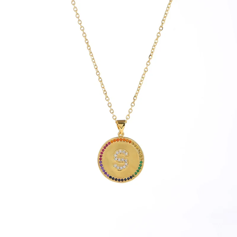 Necklace-Pendant round A-Z letter alphabet women's necklace copper colorful zirconia 18K gold initial name necklace jewelry
Necklace-Pendant round A-Z letter alphabet women's necklace copper colorful zirconia 18K gold initial name necklace jewelry