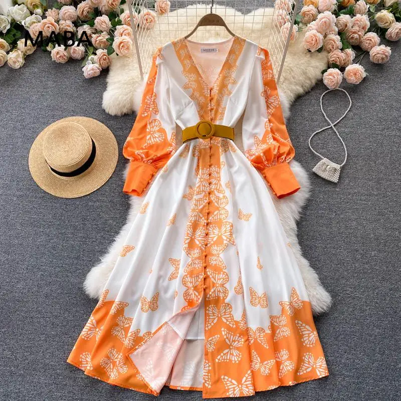 2021 Spring New Arrivals Vintage Print Maxi Dress V-Neck Puff Sleeve Button A-line Dresses Fashion Bohemian Fashion Designer
2021 Spring New Arrivals Vintage Print Maxi Dress V-Neck Puff Sleeve Button A-line Dresses Fashion Bohemian Fashion Designer