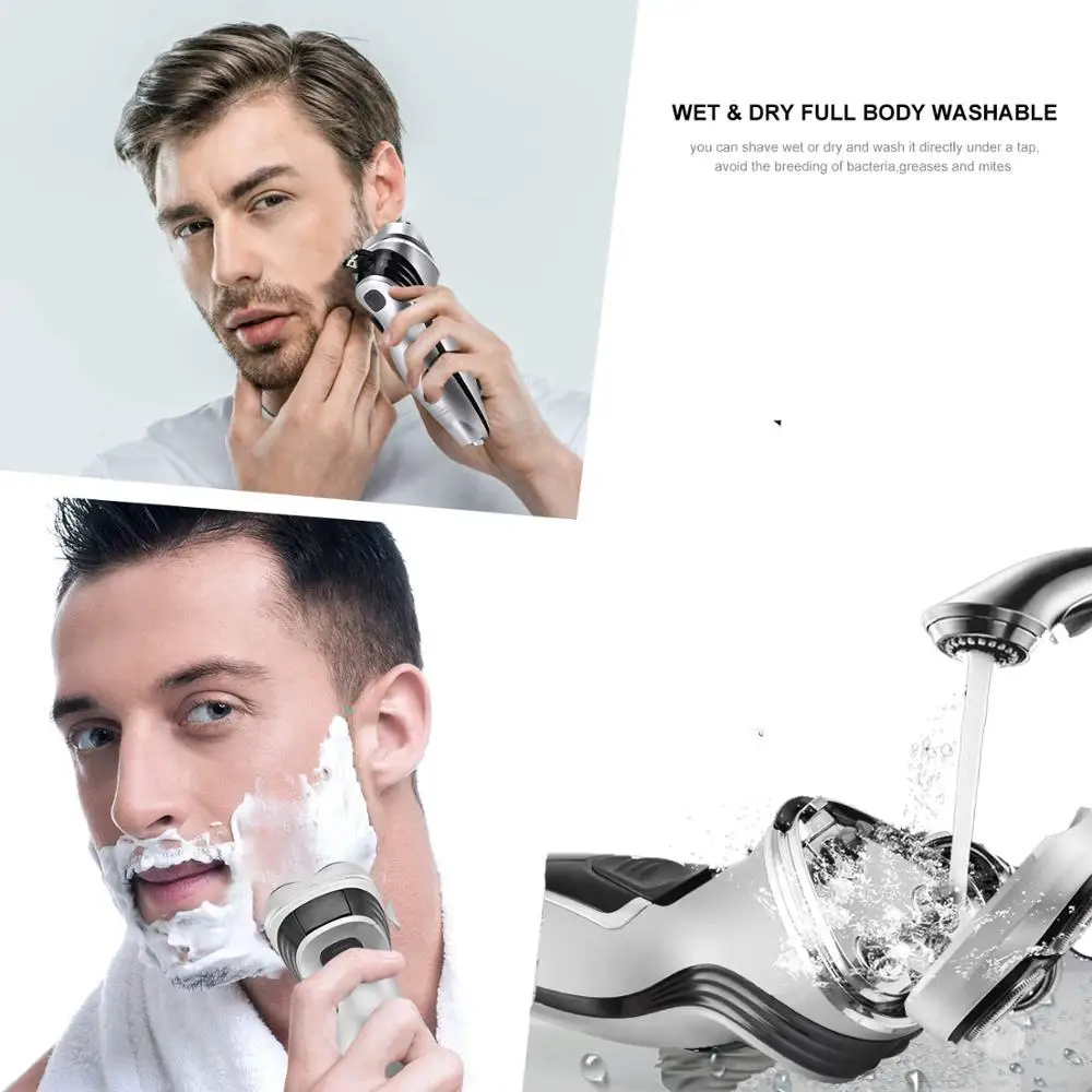 Electric Men Shaver Adult Razor 3 Blades portable beard trimmer Hair Cutting Machine For Shaving Silver gray
Electric Men Shaver Adult Razor 3 Blades portable beard trimmer Hair Cutting Machine For Shaving Silver gray