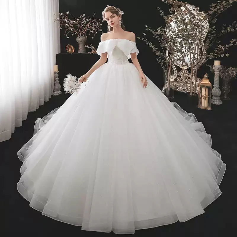 Wedding Dress Illusion Boat Neck Short Beading Backless Off The Shoulder Tulle Lace Luxury White Vintage Women Bridal Gown GB376
Wedding Dress Illusion Boat Neck Short Beading Backless Off The Shoulder Tulle Lace Luxury White Vintage Women Bridal Gown GB376