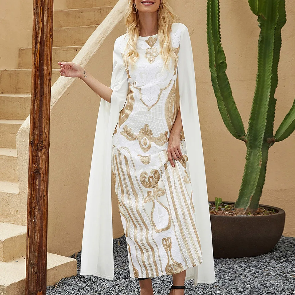 2021 New Autumn And Winter Fashion Women's White Long-sleeved Gold Positioning Embroidery Dress Muslim Middle Eastern Dresses
2021 New Autumn And Winter Fashion Women's White Long-sleeved Gold Positioning Embroidery Dress Muslim Middle Eastern Dresses