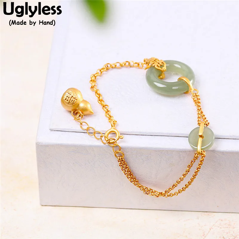 Uglyless Lovely Gourd Gold Plant Charms Bracelets Women Nature Jade Circles Bracelets Peace Buttons Gemstones Jewelry 925 Silver
Uglyless Lovely Gourd Gold Plant Charms Bracelets Women Nature Jade Circles Bracelets Peace Buttons Gemstones Jewelry 925 Silver
