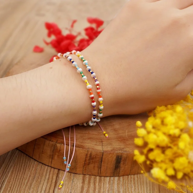 Charm Bracelet Natural Freshwater Pearl Bracelet Miyuki Rice Beads Hand-woven Rainbow Beaded Small Bracelet Bangles for Women
Charm Bracelet Natural Freshwater Pearl Bracelet Miyuki Rice Beads Hand-woven Rainbow Beaded Small Bracelet Bangles for Women