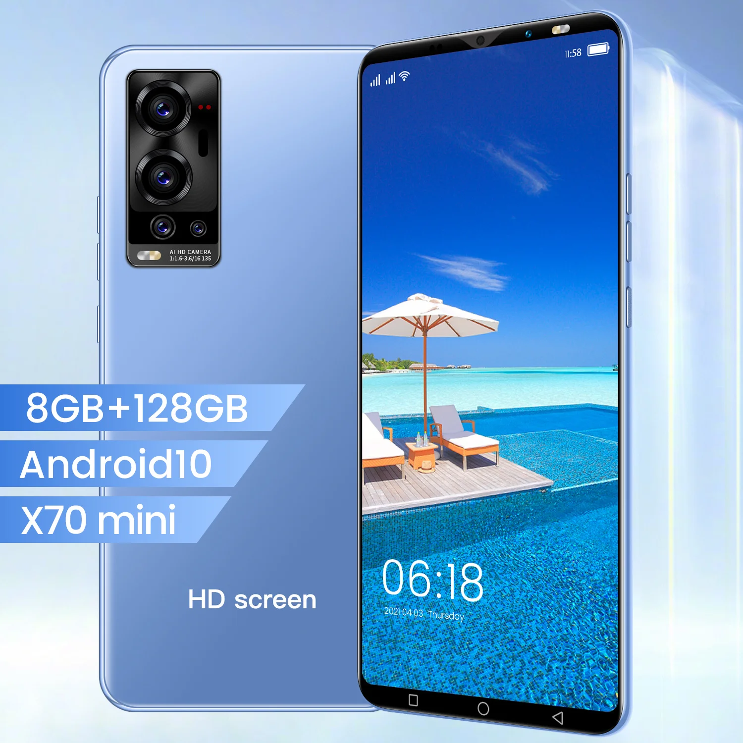 Latest X70mini 5G Smartphone 5.1 Inch Full Screen Dual SIM Card 8+128GB Andriod 24+48MP HD Camera 10 Core Face Fingerprint ID
Latest X70mini 5G Smartphone 5.1 Inch Full Screen Dual SIM Card 8+128GB Andriod 24+48MP HD Camera 10 Core Face Fingerprint ID