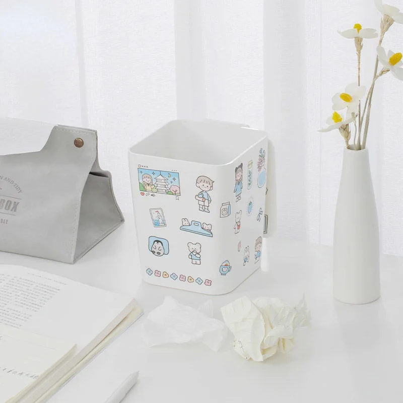 

Desktop bin with cover and lovely small mini light luxury home dormitory creative Japanese web celebrity ins trash bin