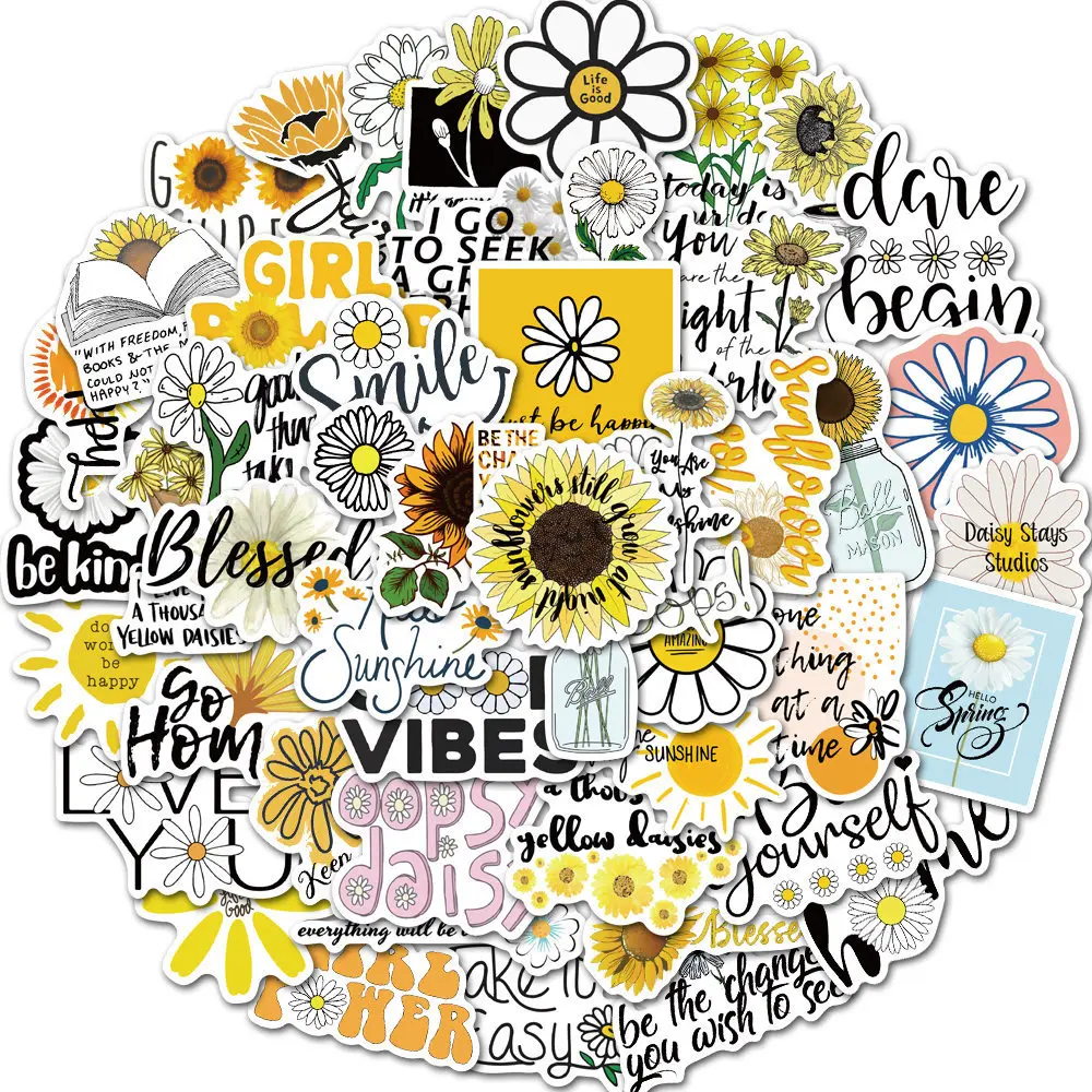 10/30/50pcs Daisy Motivational Phrases Stickers Aesthetic DIY Scrapbooking Water Bottle Laptop Cartoon Decal Sticker for Kid
10/30/50pcs Daisy Motivational Phrases Stickers Aesthetic DIY Scrapbooking Water Bottle Laptop Cartoon Decal Sticker for Kid