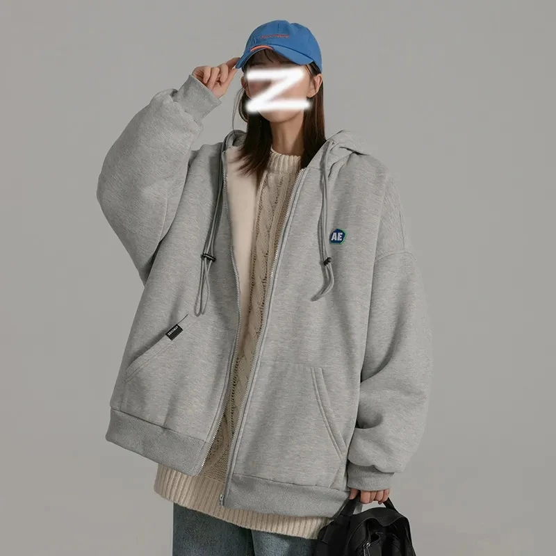Autumn and winter oversize solid color street Korean loose wild cardigan sweater Y2K hooded jacket bar women plus velvet thick
Autumn and winter oversize solid color street Korean loose wild cardigan sweater Y2K hooded jacket bar women plus velvet thick