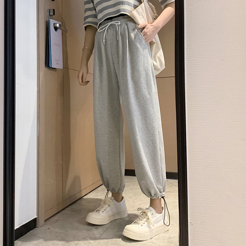 Salt High Street Casual Sports Pants Women's Thin Loose High Waist Slimming Versatile Ankle-Tied Harem Sweatpants Fashion Ins 
Salt High Street Casual Sports Pants Women's Thin Loose High Waist Slimming Versatile Ankle-Tied Harem Sweatpants Fashion Ins