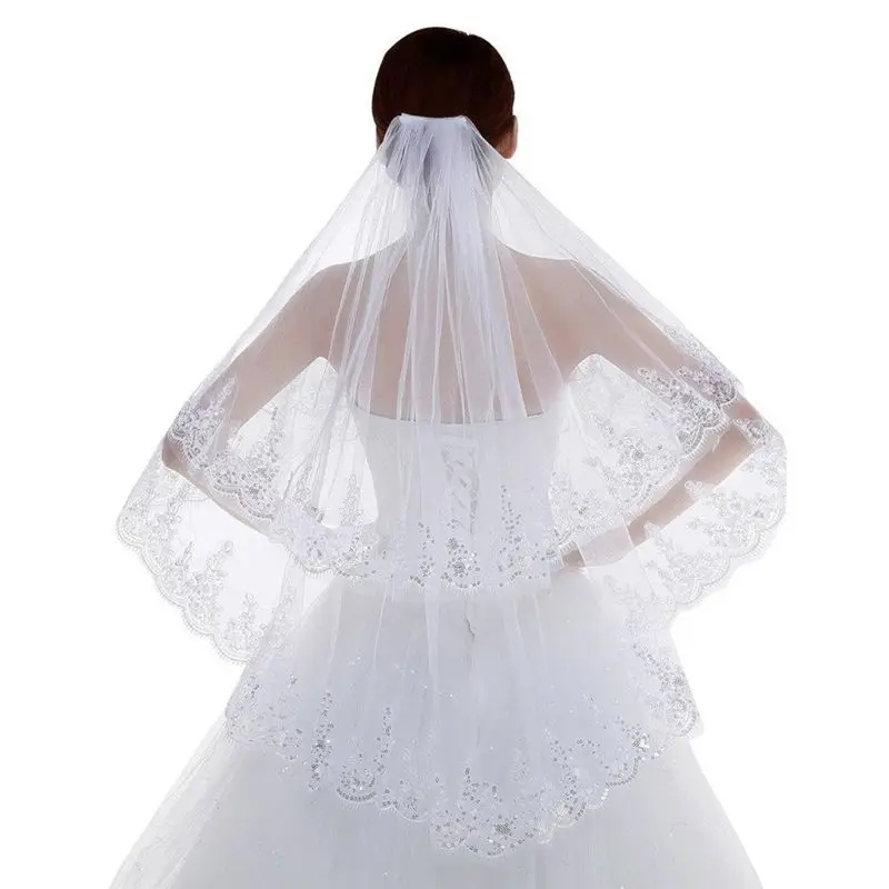 2 Tier Wedding Veil with Comb Scalloped Lace Trim Glitter Sequins Embellished Waterfall Drape Women Bridal Party Hair Accessory
2 Tier Wedding Veil with Comb Scalloped Lace Trim Glitter Sequins Embellished Waterfall Drape Women Bridal Party Hair Accessory