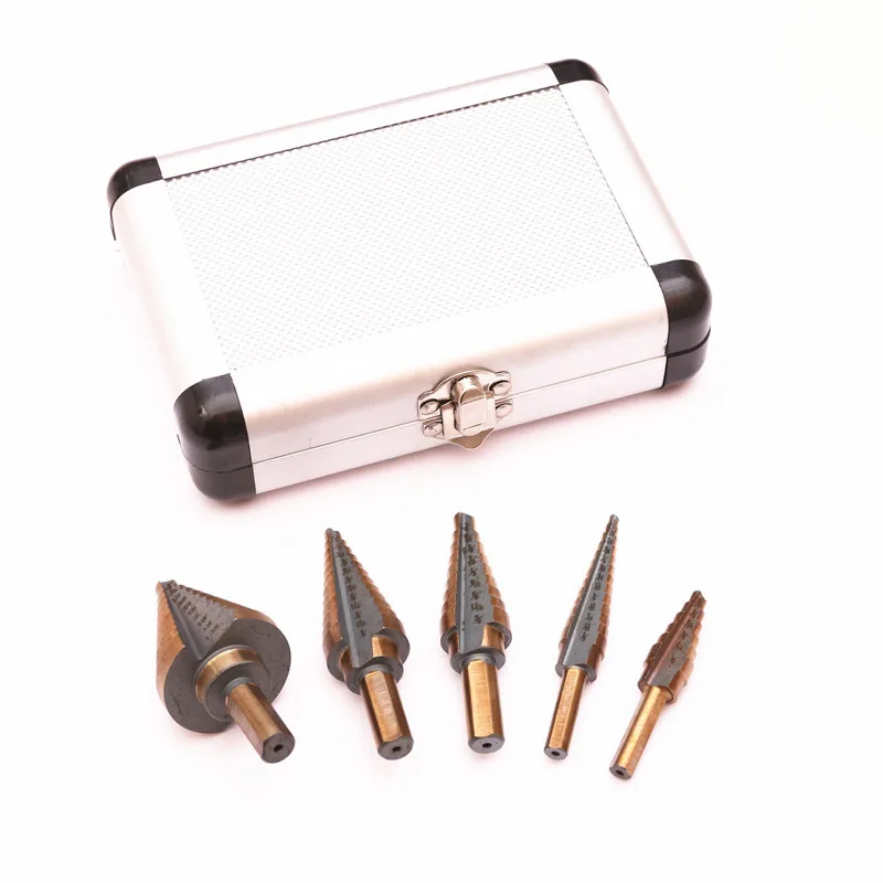 5pcs Hss Step Drill Bit Aluminum Case Multiple Hole Drilling Bit Set For Metal Wood Drilling Hole Cutter Step Cone Drill
5pcs Hss Step Drill Bit Aluminum Case Multiple Hole Drilling Bit Set For Metal Wood Drilling Hole Cutter Step Cone Drill