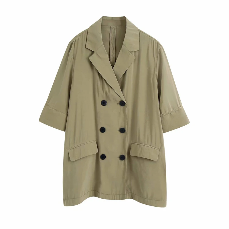 women summer casual green long za blazer 2020 female fashion double breasted pockets half sleeve streetwear jacket women blazers
women summer casual green long za blazer 2020 female fashion double breasted pockets half sleeve streetwear jacket women blazers