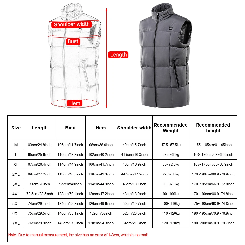 Men'S Outdoor USB Infrared Heating Vest Jacket Winter Electric Heating Warm Clothing Sports Vest Fishing Hiking Tactical Coat
Men'S Outdoor USB Infrared Heating Vest Jacket Winter Electric Heating Warm Clothing Sports Vest Fishing Hiking Tactical Coat