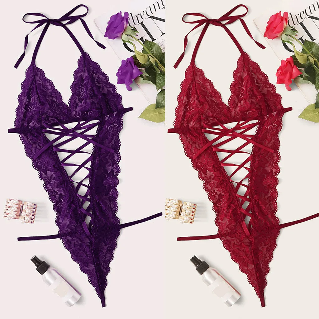 Hollow Sexy Lingerie Women Deep V Halter Bodysuit Porno Lace Babydoll Bandage Sexy Underwear Erotic Plus Size Lenceria Costumes
Hollow Sexy Lingerie Women Deep V Halter Bodysuit Porno Lace Babydoll Bandage Sexy Underwear Erotic Plus Size Lenceria Costumes
