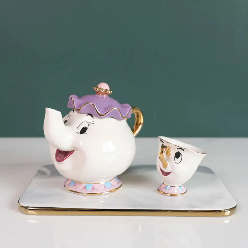 

Креативный новый мультяшный чайник Красавица и Чудовище кружка Mrs Potts чип чайный чайник чашка один набор милый хороший подарок чайный набор
