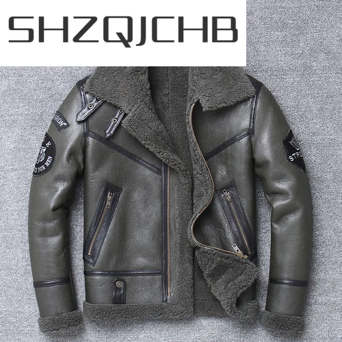 Мужская кожаная куртка SHZQ, куртка из 100% натуральной кожи, пальто из овечьей шкуры, Куртки из натуральной кожи с шерстяной подкладкой для зим... 
Мужская кожаная куртка SHZQ, куртка из 100% натуральной кожи, пальто из овечьей шкуры, Куртки из натуральной кожи с шерстяной подкладкой для зим...
