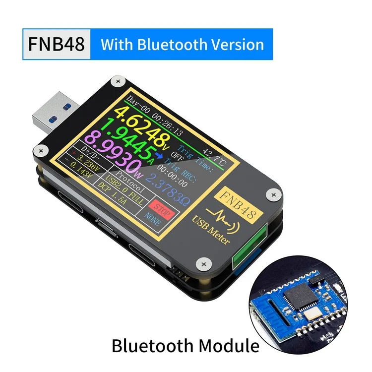 FNB48 USB Tester QC4 PD3.0 PPS Fast Charging Protocol Capacity Test Bluetooth PD Trigger Voltmeter Ammeter Current Voltmeter
FNB48 USB Tester QC4 PD3.0 PPS Fast Charging Protocol Capacity Test Bluetooth PD Trigger Voltmeter Ammeter Current Voltmeter
