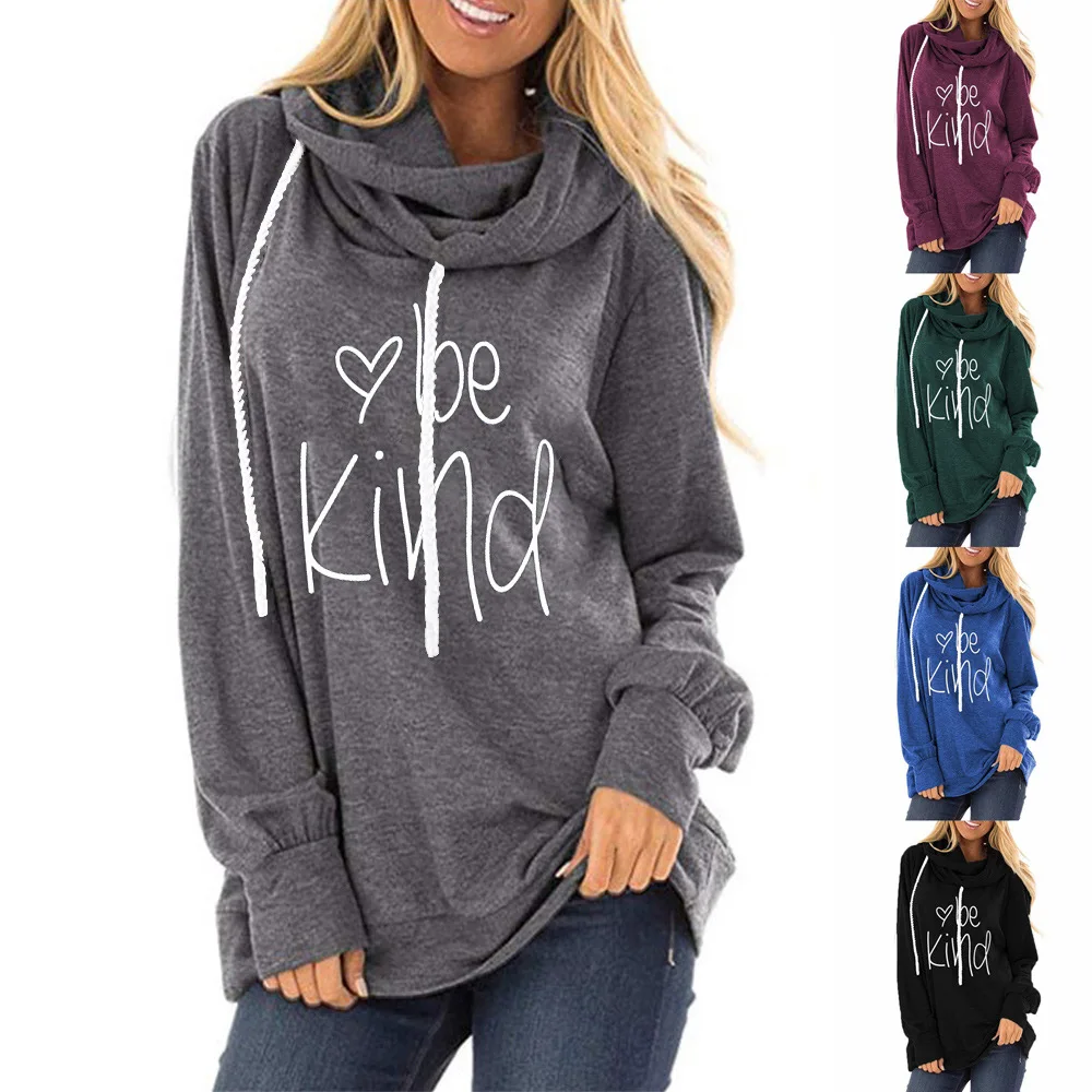 2020 Amazon Women's Hoodie with Drawstrings Be Kind Printed Letter Loose round Neck Long-Sleeved
2020 Amazon Women's Hoodie with Drawstrings Be Kind Printed Letter Loose round Neck Long-Sleeved