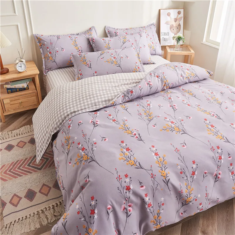 Girl Duvet Cover Set 150x200cm Cotton Fashion Bedding Set Flower Print Beddings Purple Grid Bedsheet Gift Home Textile Quilt Set
Girl Duvet Cover Set 150x200cm Cotton Fashion Bedding Set Flower Print Beddings Purple Grid Bedsheet Gift Home Textile Quilt Set