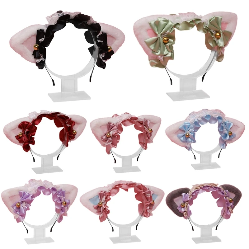 Lolita Lace Headbands Furry Cat Ears Headwear Bows Adorn with Bells Kawaii Bowknot Cosplay Headpiece Party Supplies
Lolita Lace Headbands Furry Cat Ears Headwear Bows Adorn with Bells Kawaii Bowknot Cosplay Headpiece Party Supplies