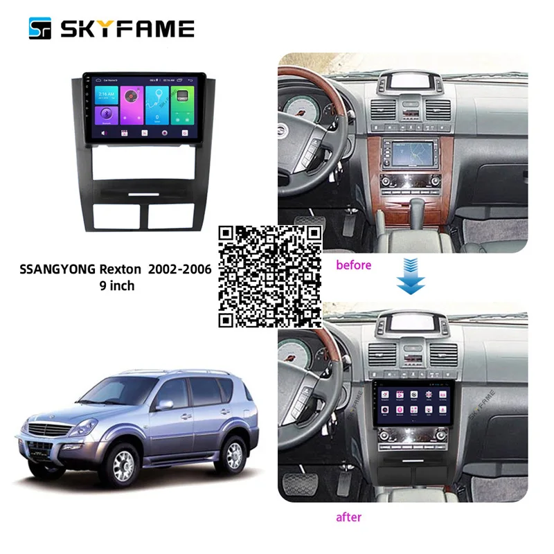 Автомагнитола SKYFAME 4 + 64G для Ssangyong Rexton 2002-2006 Android мультимедийная система |