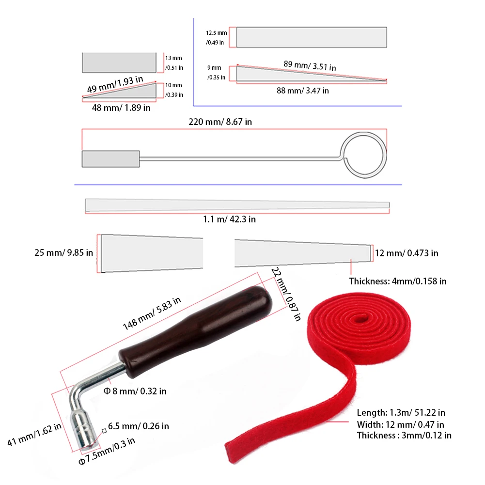 Professional 6Pcs Piano Tuning Lever Tools Kit Mute Hammer DIY Piano Part Piano Tuning Tool Wooden Handle Fixed Tuning Wrench
Professional 6Pcs Piano Tuning Lever Tools Kit Mute Hammer DIY Piano Part Piano Tuning Tool Wooden Handle Fixed Tuning Wrench